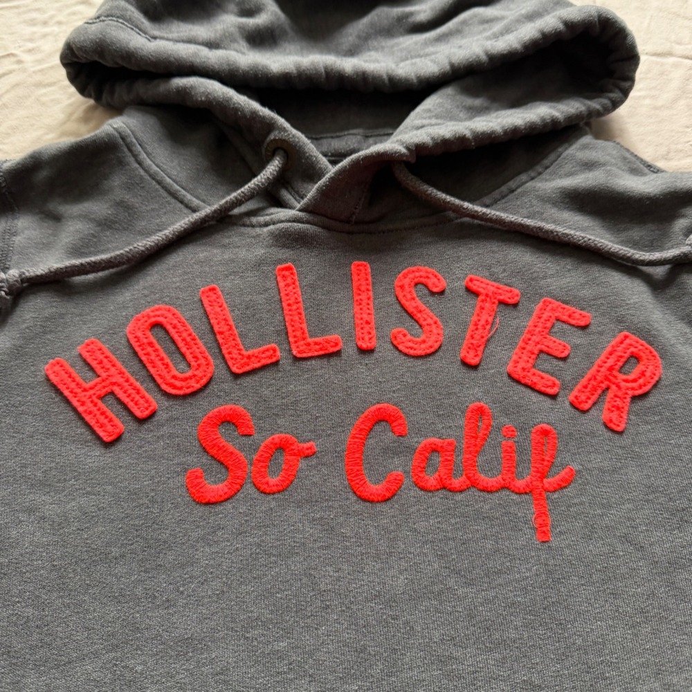 Hollister Mens So Calif Logo Hoodie Gray Pullover Sweatshirt Size M - Picture 2 of 11